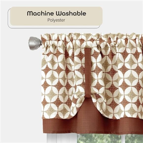 Light Filtering Printed Tier & Valance Window Curtain Set-58 Inch Width,24 InchL - Picture 3 of 7